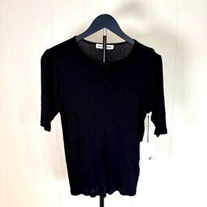 T by Alexander Wang Womens Black Ribbed Short Sleeve Tee Shirt Size M NWT